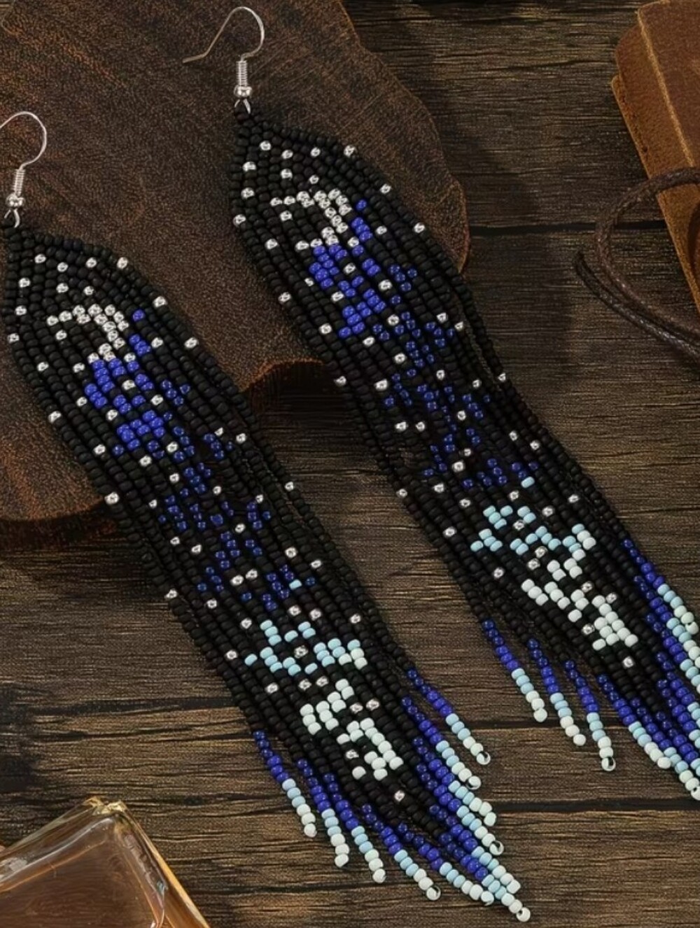 Beaded Moon Earrings